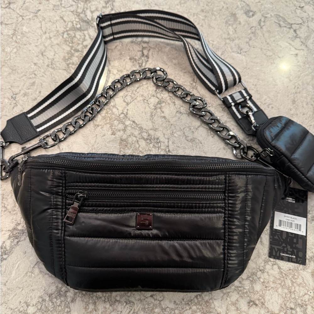 Black Quilted Crossbody Bag with Chain Strap